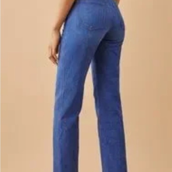 Reformation Zenia Cowboy High-Rise Wide Leg Crop Medium Wash Jeans Size- M - Picture 3 of 5